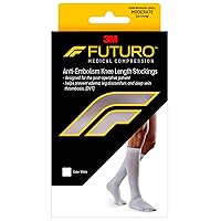 FUTURO Anti-Embolism Knee Length Stockings, Large Regular, White, Moderate (18 mm/Hg)