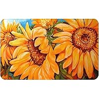 Retro Doormat Sunflower Oil Art Door Mat Anti-Slip and Absorbent to Remove Sole Stains for Home Decor Indoor Outdoor Entryway Dust Removal,Happy 16x24 Inch
