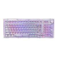 KiiBoom Phantom 98 Hot Swappable Crystal Gasket-Mounted Mechanical Keyboard, Triple Mode NKRO Gaming Keyboard with South-Facing RGB, Clear Keycaps, 8000mAh Battery for Win/Mac (Purple)