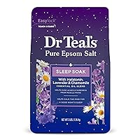 Dr Teal's Pure Epsom Salt Soak, Sleep Blend with Melatonin, Lavender & Chamomile Essential Oils, 3 lbs