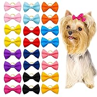 20pcs Cat Dog Hair Bows With Rubber Bands Grooming Hair Bows Mix Colors Decorate Small Dog Accessories Pet Headwear