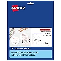 Avery Round Business Cards with Sure Feed Technology, 3