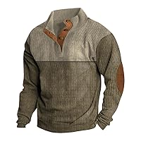 Mens Corduroy Shirts Casual Lapel Collar Button Up Pullover Fall Long Sleeve Lightweight Henley Sweatshirts Tops