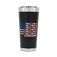 Camco Life is Better at The Campsite Tumbler | Heavy Duty Double Wall Vacuum Insulation | Crafted of 18/8 Stainless Steel | Unique RV U.S Flag Design on Charcoal Background | 20-oz (53065)