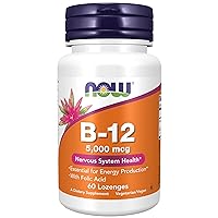 Supplements, Vitamin B-12 5,000 mcg, With Folic Acid, Nervous System Health*, 60 Lozenges