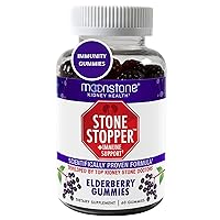 Stone Stopper Kidney Cleanse, Support & Stone Relief Gummies with Elderberry for Immunity Support, Urinary Tract Supplement, Magnesium, Potassium, Vitamin B6 & Alkali Citrate, 60 Gummies