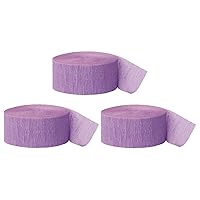 Andaz Press Crepe Paper Streamer Hanging Party Decorations Kit, 240-Feet, Lavender, 1-Pack, 3-Rolls, Colored Wedding Baby Bridal Shower Birthday Supplies
