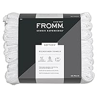 Fromm Softees Microfiber Salon Hair Towels for Hairstylists, Barbers, Spa, Gym in White, 16