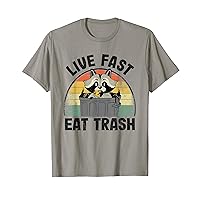 Live Fast Eat Trash Garbage Can Raccoon T-Shirt
