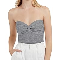 SAFRISIOR Women Twist Front Knit Tube Top Sexy Sleeveless Backless Off Shoulder Strapless Crop Top Bustier Corset Top