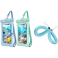 JOTO 2 Pack Floating Waterproof Phone Holder Pouch Bundle with 2 Pack Floating Wrist Strap for Waterproof Camera