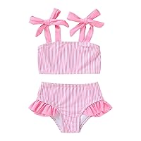 YOUNGER TREE Toddler Girls Two Pieces Swimsuit Color Block Stripe Swimwear Summer Beach Bathing Suit 18M-5T