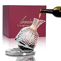 Crystal Wine Decanter Lead-free Crystal Glass, 360 Degree Spinning, 1.5L Red Wine Aerator Great Gift Box, Wine Accessories