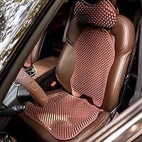 Column Design Ventilation Cooling Silicone car Driver's seat Cushion Waist Cushion headrest Set (Brown)