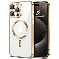 Hython Magnetic Clear Case for iPhone 15 Pro Case with Camera Lens Protector [Compatible with MagSafe] Slim Luxury Plating Edge Soft TPU Cover Protective Phone Case for iPhone 15 Pro 6.1