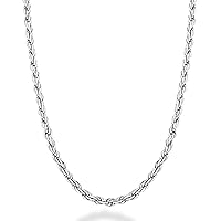 Miabella Solid 925 Sterling Silver Italian 2mm, 3mm Diamond-Cut Braided Rope Chain Necklace for Men Women, 925 Sterling Silver Made in Italy