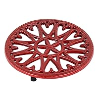 Sunburst, Red woodstove Tabletop cast Iron Trivet, 7