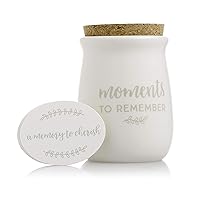 Pearhead Gratitude Jar, Ceramic Blessings Keepsake Jar with Cork Topper and Memories to Cherish Notecards, Personalized Wedding Gift Idea, White