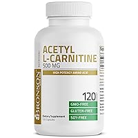 Bronson Acetyl L-Carnitine 500 MG High Potency Amino Acid Non-GMO, 120 Capsules