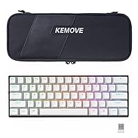 KEMOVE Snowfox DK61 Triple Mode 2.4G/Type-C/Bluetooth 5.0 Mechanical Keyboard and Keyboard Case Combo, Hot Swappable RGB Backlit PBT Keycaps Full Keys Programmable, Portable Keyboard Travel Bag