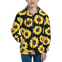 Funny Sunflower Youth Zip Hoodie,Boys Girls Casual Sport Hooded Sweatshirt Fashion Hooded Jacket