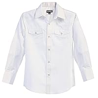 Gioberti Boys Casual Western Solid Long Sleeve Shirt with Pearl Snaps