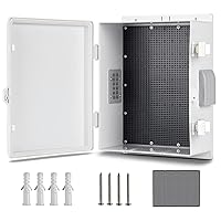 Outdoor Waterproof Electrical Junction Box, ABS Water Resistant Enclosure with Internal Mounting Panel & Hinged Cover (13