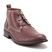 Jazamé Men's 917129 Ankle High Distressed Lace Up Round Toe Chukka Dress Boots, Brown, 9