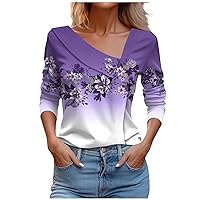 Button Down Blouses for Women Comfy Printing Long Sleeve Going Out Tops for Women V Neck Fitted Tops for Women