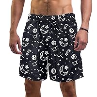 Fantasy Star Moon Quick Dry Swim Trunks Men's Swimwear Bathing Suit Mesh Lining Board Shorts with Pocket, L