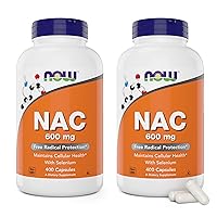 NOW NAC 600 mg, 400 Veg Capsules (Pack of 2), N-Acetyl Cysteine with Selenium
