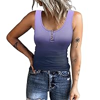 Square Neck Vests for Women Fall Summer Sleeveless Gradient Slim Tunics Baby Tees Cami Tank Striped Top Vest Women