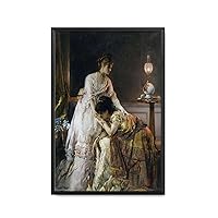 MEIXI MOBILE Canvas Wall Art Prints Vintage Portrait Oil Painting Print Antique Woman Wall Art Modern Farmhouse Wall Art 19th Century Living Room Bedroom Home Decoration 16x24inch Metal Frame