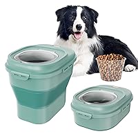 VEVOR Collapsible Dog Food Storage Container, Dispenser Bin with Attachable Casters, Airtight Lid Kitchen Rice Cereal Flour Bin, Pet food Containers For Cat, Bird, Other Pet Food, 28~50 lbs Capacity