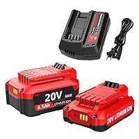 2Pack 3500mAh&6500mAh V20 Batteries for Craftsman 20V Max Battery CMCB202 CMCB204 CMCB206 + CMCB104 for Craftsman V20 Fast Charger