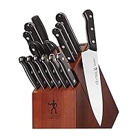 HENCKELS Solution Razor-Sharp 15-pc Knife Set, Chef Knife, Bread Knife, Steak Knife, German Engineered Informed by 100+ Years of Mastery, Black/Stainless Steel