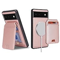Ｈａｖａｙａ for Pixel 6 case magsafe Compatible Google Pixel 6 case Wallet Magnetic with Card Holder Google Pixel 6 Phone case for Women Leather case Magnetic Wallet Detachable-Rose Gold