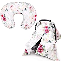 Peekaboo Opening Minky Carseat Canopy & Nursing Pillow Cover for Baby, Breastfeeding Nursing Cover & Car Seat Cover…