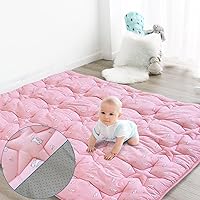72'' x 59'' Baby Play Mat for Playpen, Baby Play Mat for Floor One-Piece Crawling, Non Slip Play Mats for Babies and Toddlers, Kids Play Mat for Playpen Toddler Infants Tummy Time Activity, Pink