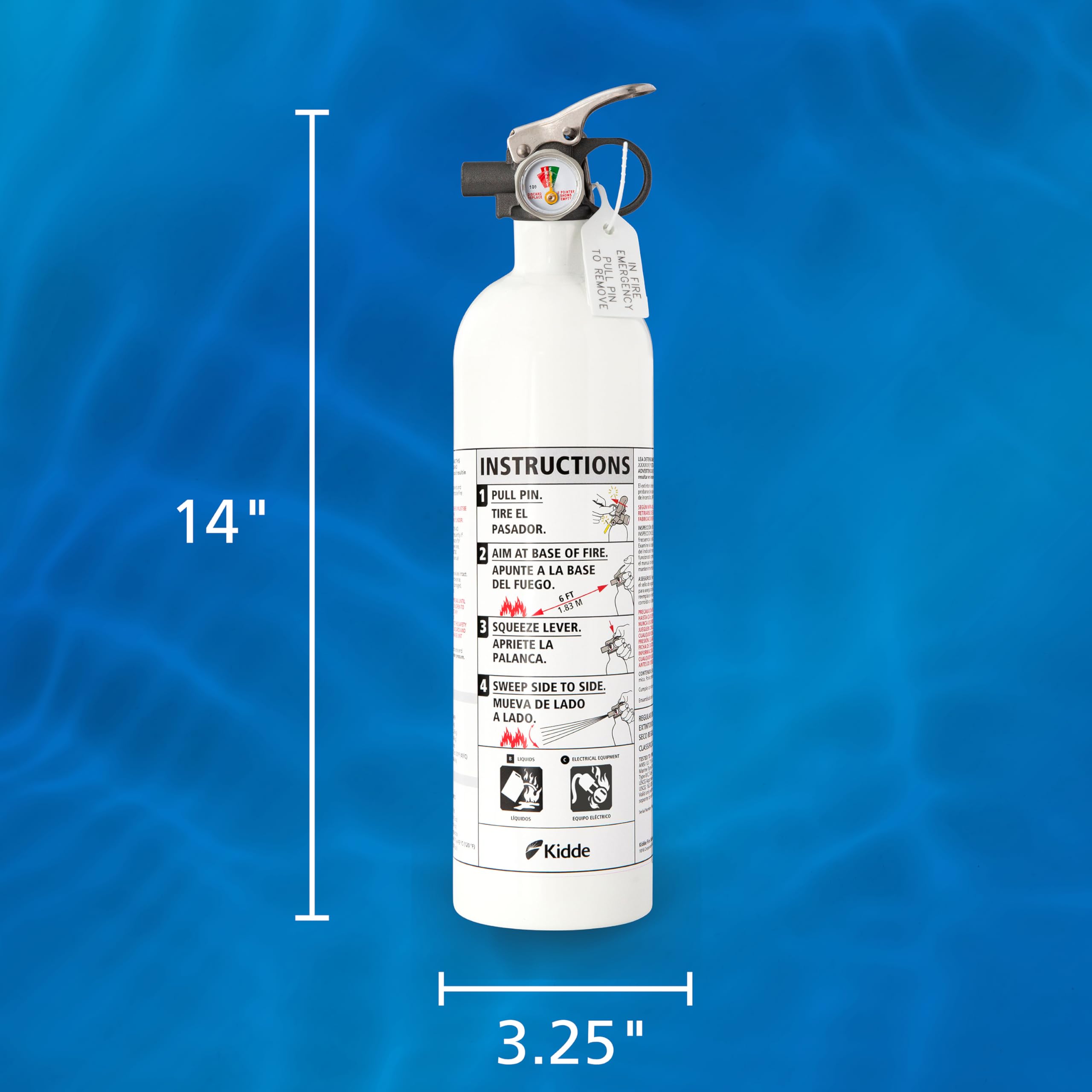 Kidde Mariner PWC Marine Fire Extinguisher for Boats, 5-B:C, 3.3 Lbs., Coast Guard Approved, Mounting Bracket (Included), White