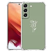 Green Flower Case Compatible with Galaxy A14, Aesthetic Floral Botanical Case for Men Women,Unique Soft TPU Bumper Case for Samsung Galaxy A14