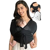 Konny Baby Carrier AirMesh for Cozy Luxury Baby Carrier Wrap, Easy to Wear Baby Wrap Carrier, Perfect Essentials Cloths for Newborn Babies up to 44 lbs, (Black, XL)
