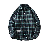 Men's Halloween Button Up Long Sleeve Shirt Plaid Print Shirt Flannel Long Sleeve Casual Shirts,JH603