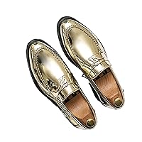 Male Comfortable Shoe Leather Fashion Shoes Men Terse Mocassini Loafers Black Casual Mens Luxury Business (Color : Gold, Shoe Size : 7.5)
