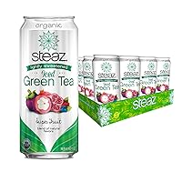 Steaz Organic Iced Green Tea, Super Fruit, 16 FL OZ (Pack of 12)