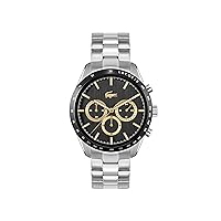 Lacoste Chronograph Quartz Watch for Men Boston Collection with Silver Stainless Steel Bracelet - 2011272, Black