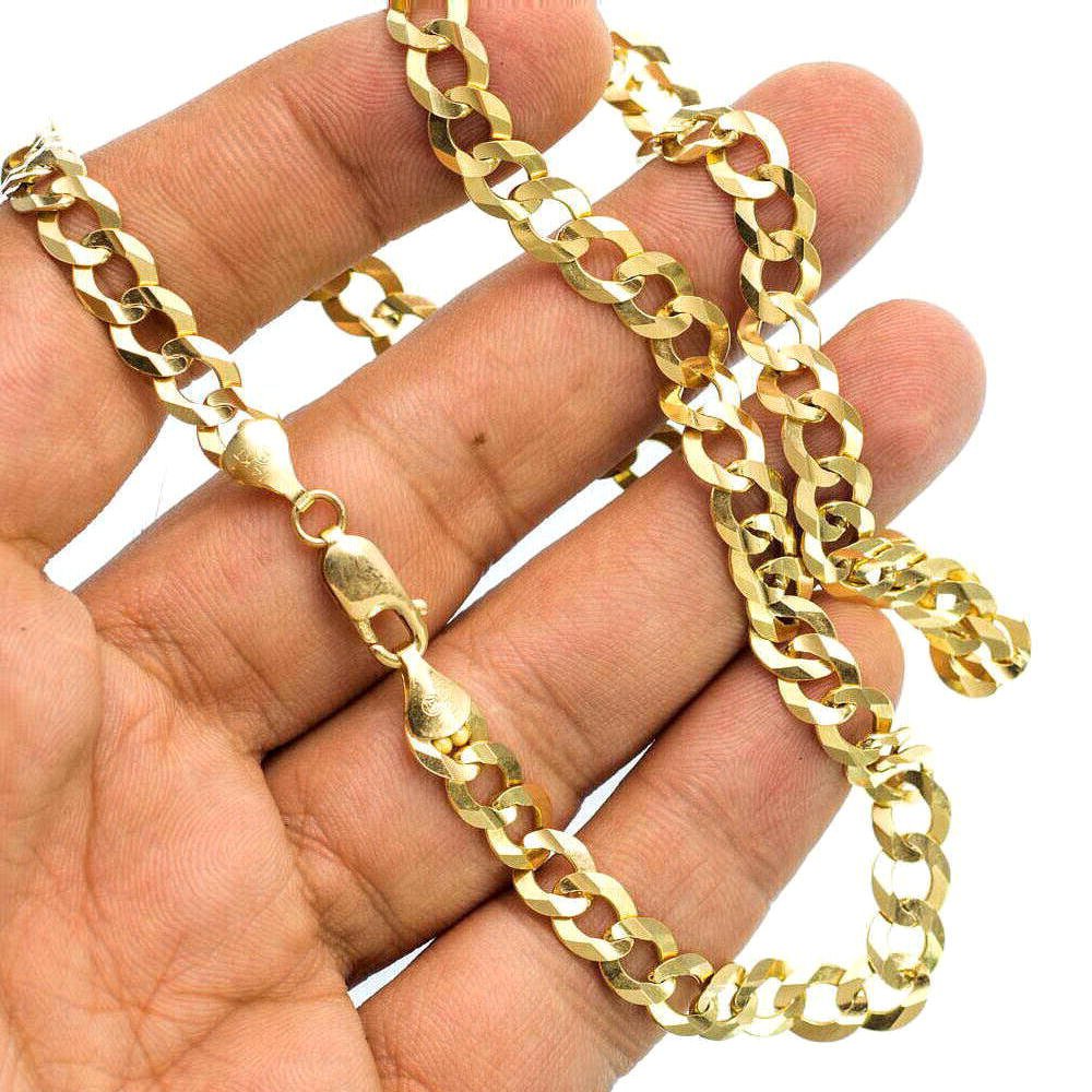 IcedTime 14K Yellow Gold Solid Italy Cuban Chain - 20 inch Long 7MM Wide