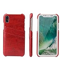 iPhone Xs MAX Case,Retro Luxury Card Slots PU Leather Backcover Case Cover for iPhone Xs MAX 6.5inches (Red)