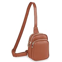Emperia Triple Zip Small Sling Bag for Women Trendy Faux Leather Crossbody bags Lightweight Fanny Pack Chest Bag For Travel