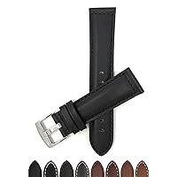 Bandini Mens Extra Long XL Leather Watch Band Strap - Classic or Buffalo Pattern - 4 Colors, With or Without White Stitch - 18mm to 30mm (Also Available in Regular Length)